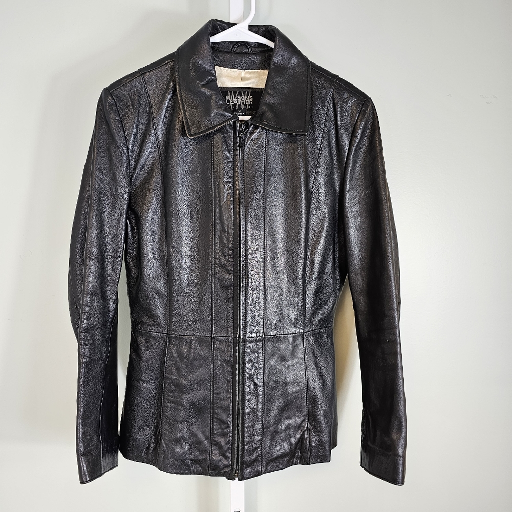 Wilson Leather size small petite.  Black blazer.